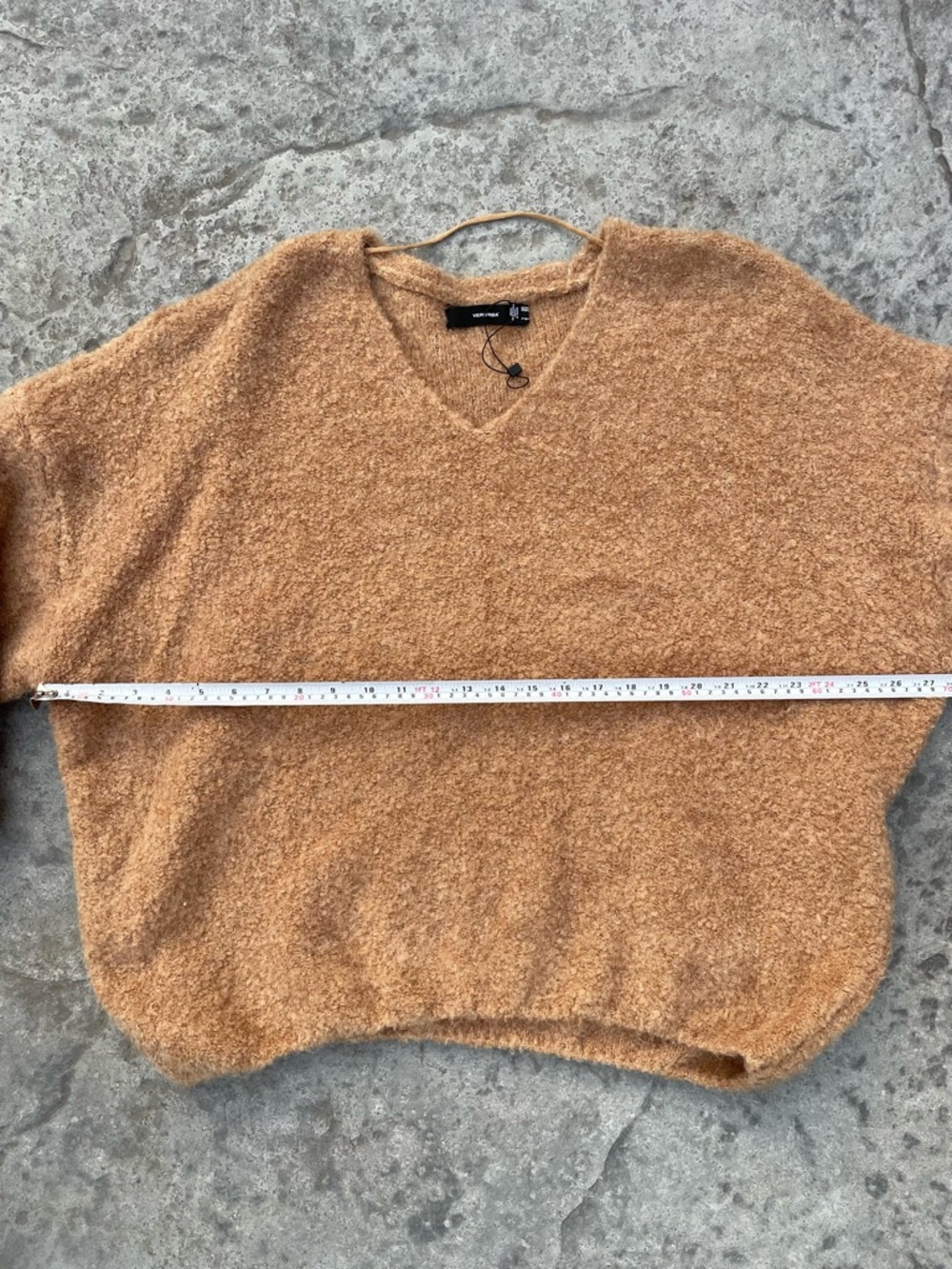 Vero Moda Textured Bouclé Knit Sweater Camel Oversized Cozy Minimalist - Picture 6 of 8